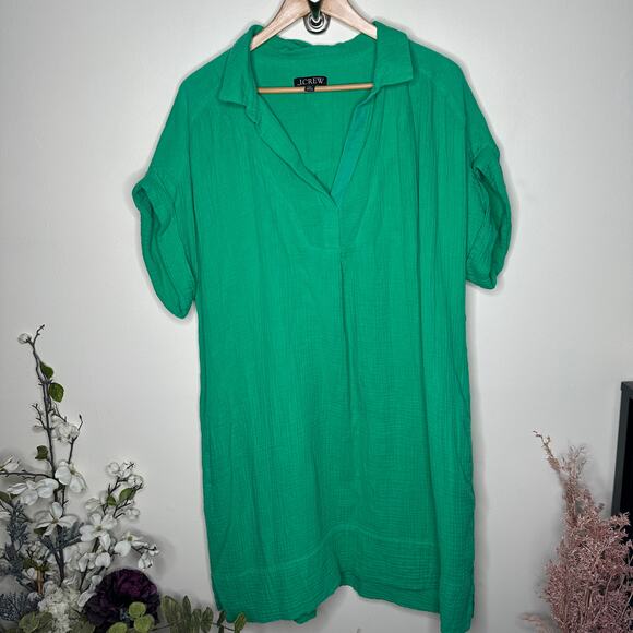 J. CREW V-Neck Shirt Dress in Soft Gauze Kelly Green Sz XXL {3P33} - Picture 2 of 6